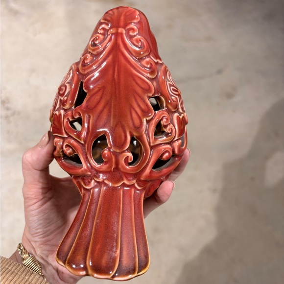 One vintage Ceramic Bird Decorative Lantern/ potpourri satchel holder - Red - Picture 4 of 6